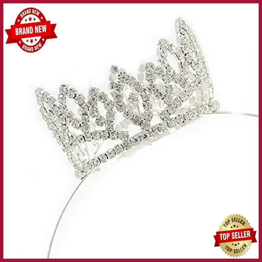Full Round Clear Crystal Bridal Tiara Headband Rhinestone Crown Wedding Prom